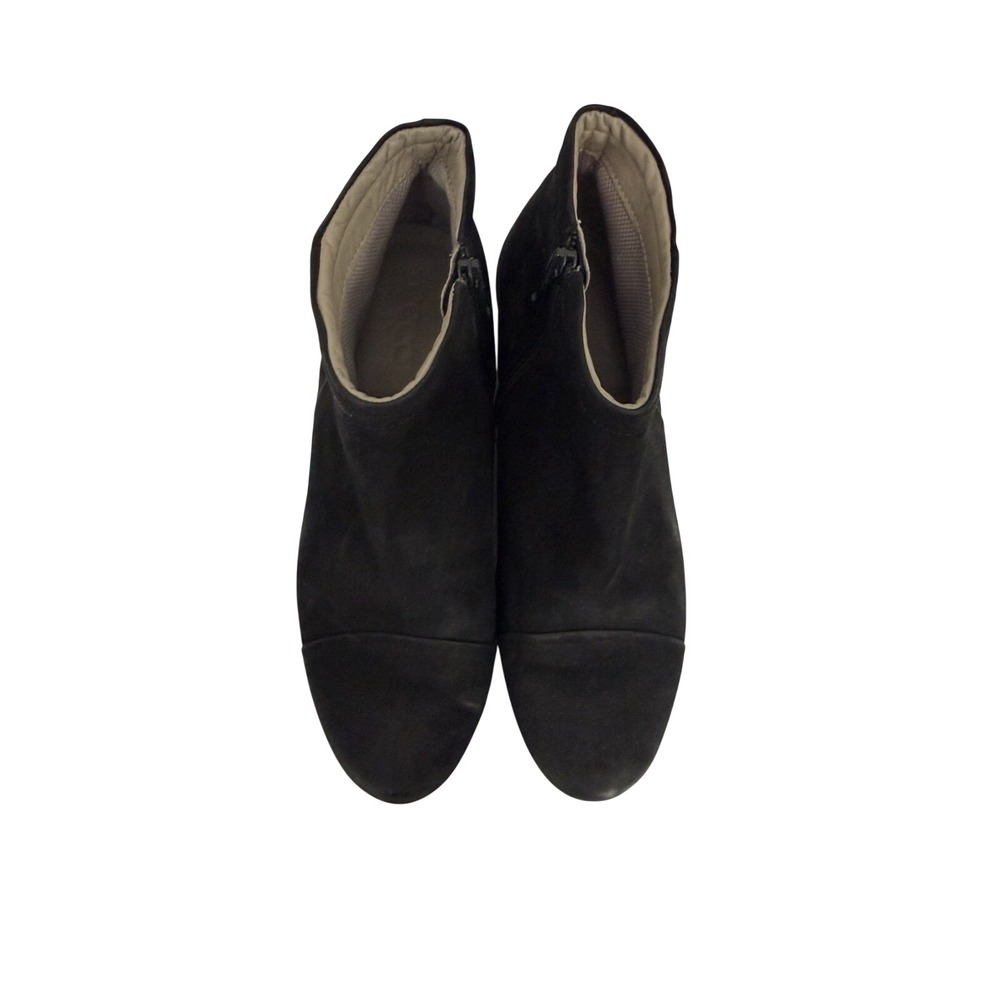 ECCO Black Nubuck Leather Side Zip Cap Toe Ankle Boots Shoes EU 39 US 8.5
